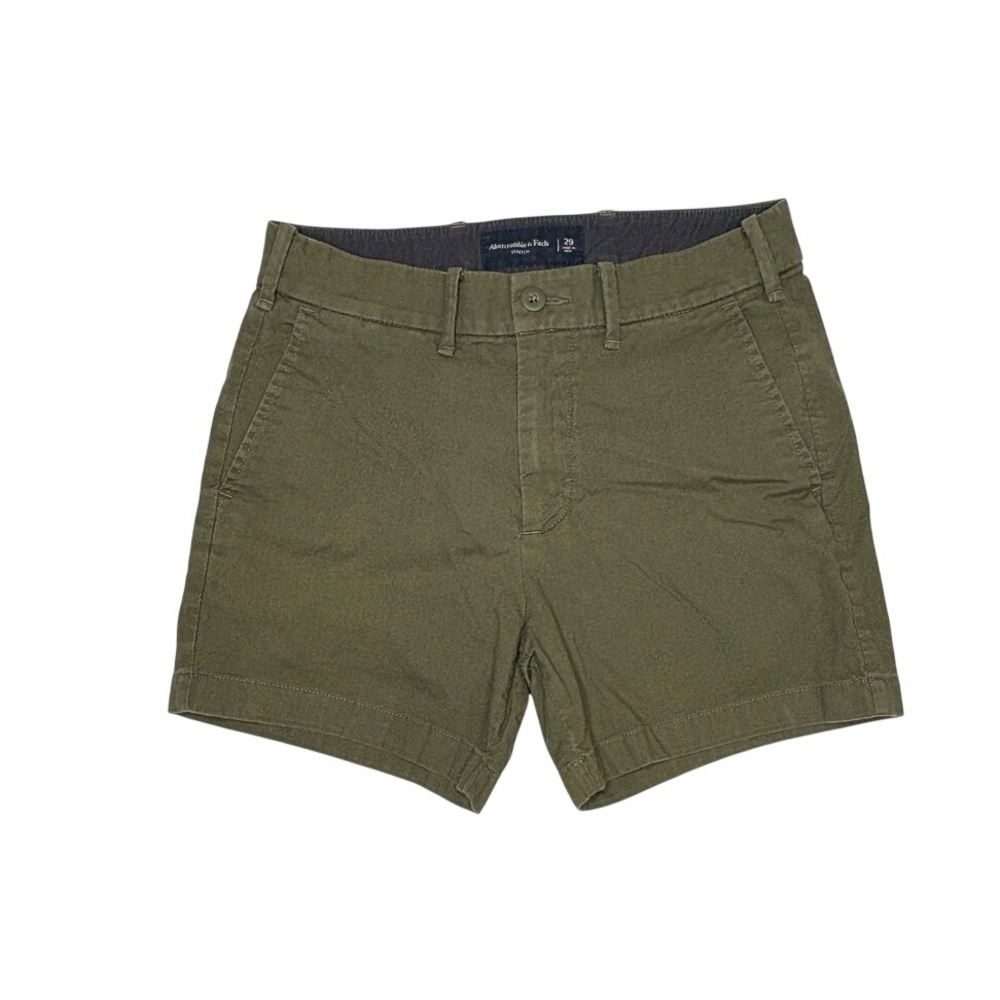 Abercrombie & Fitch Stretch Chino Shorts 29 Mid Rise 4.5" Inseam Green